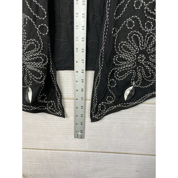 Lauren Michelle Cardigan Womens XL Black Embroidered Open Front Duster Jacket - Picture 5 of 10